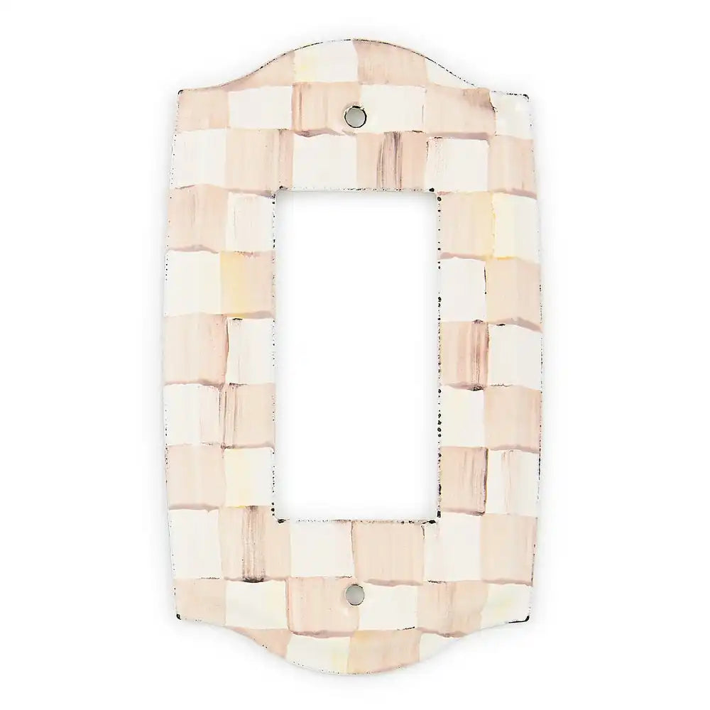 Mocha Check Double Outlet Cover