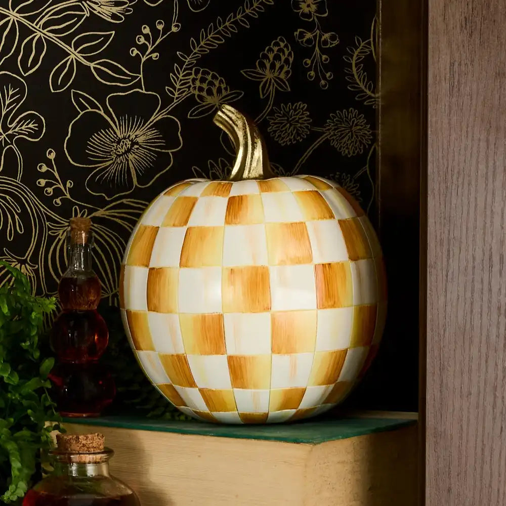 Mocha Check Mini Pumpkin