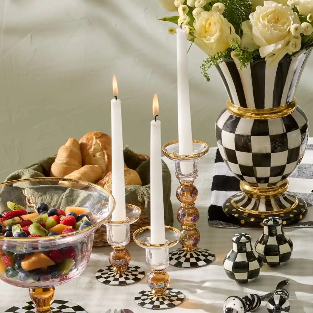 Courtly Check Large Glass Candlestick