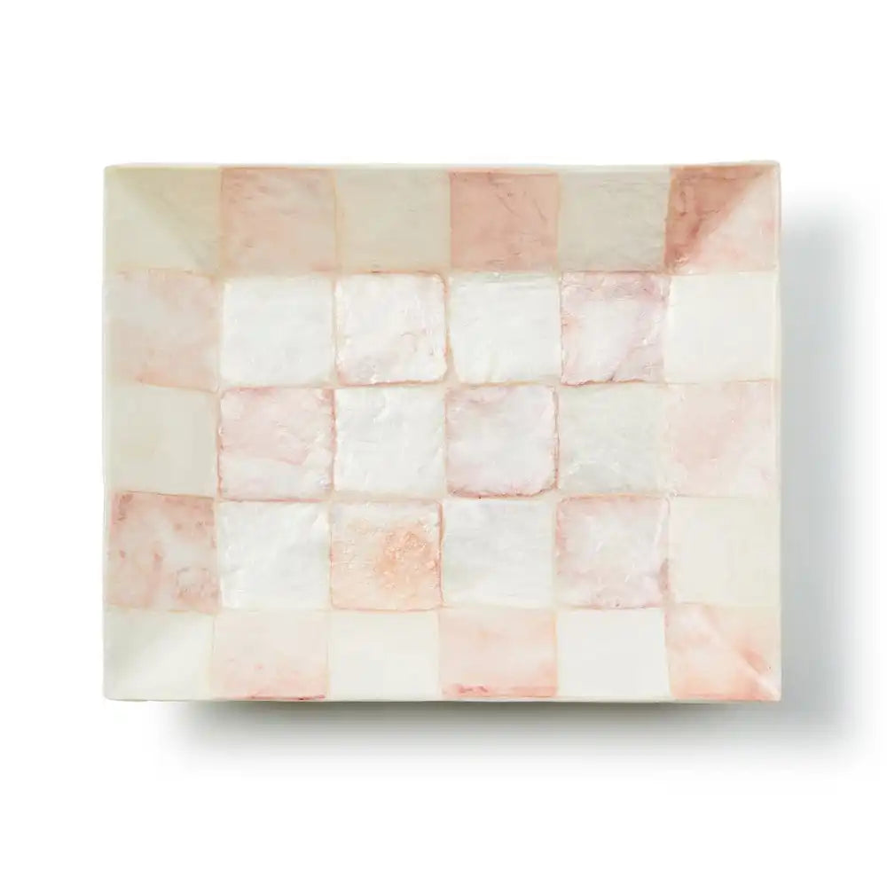 Rosy Check Capiz Vanity Tray