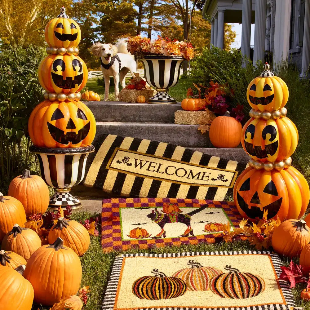 Welcome Awning Stripe Double Door Entrance Mat