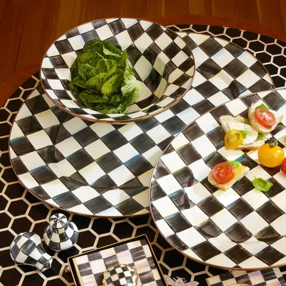Sky Check Medium Oval Platter