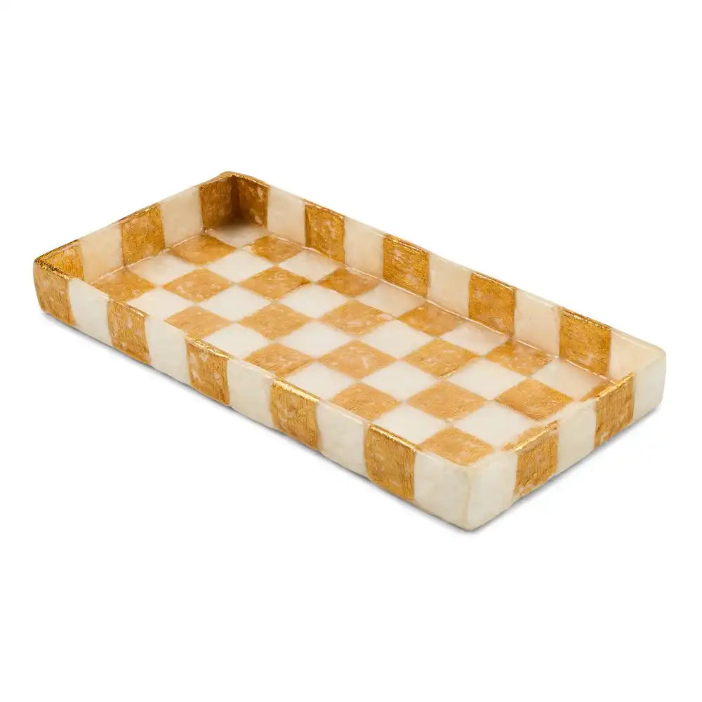 Gold Check Capiz Vanity Tray Main image