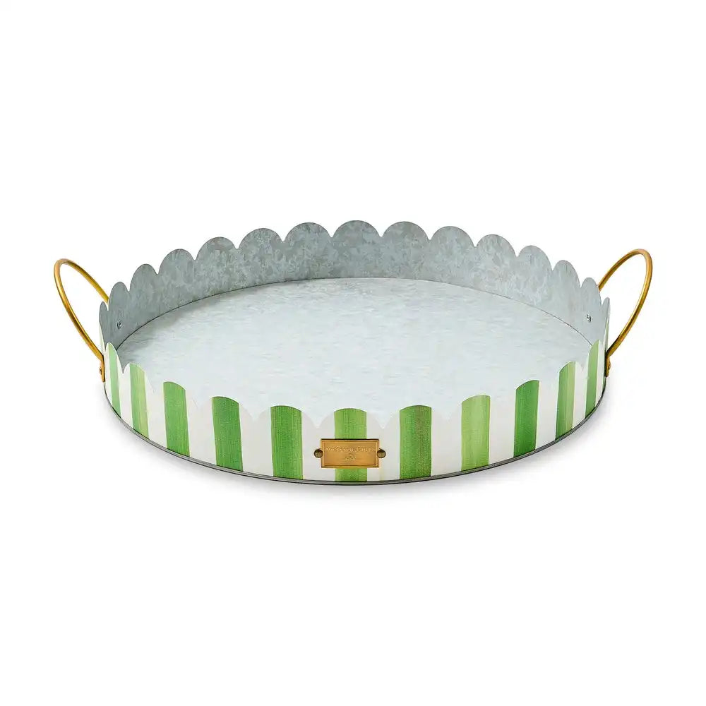 Mocha Stripe Serving Trays, Set of 2