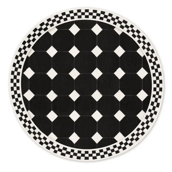 White Tile Hair on Hide 6' Round Rug