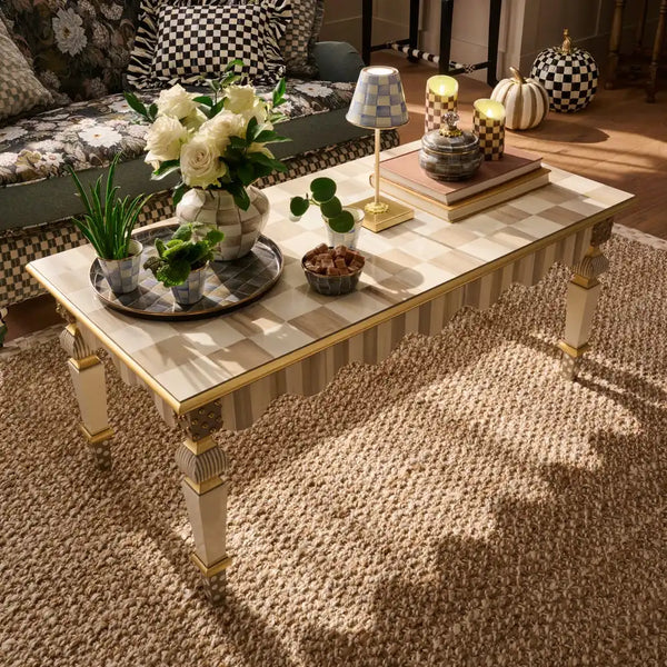 Mocha Check & Stripe Coffee Table