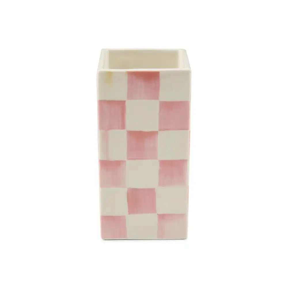 Sage Check Pillar Vase