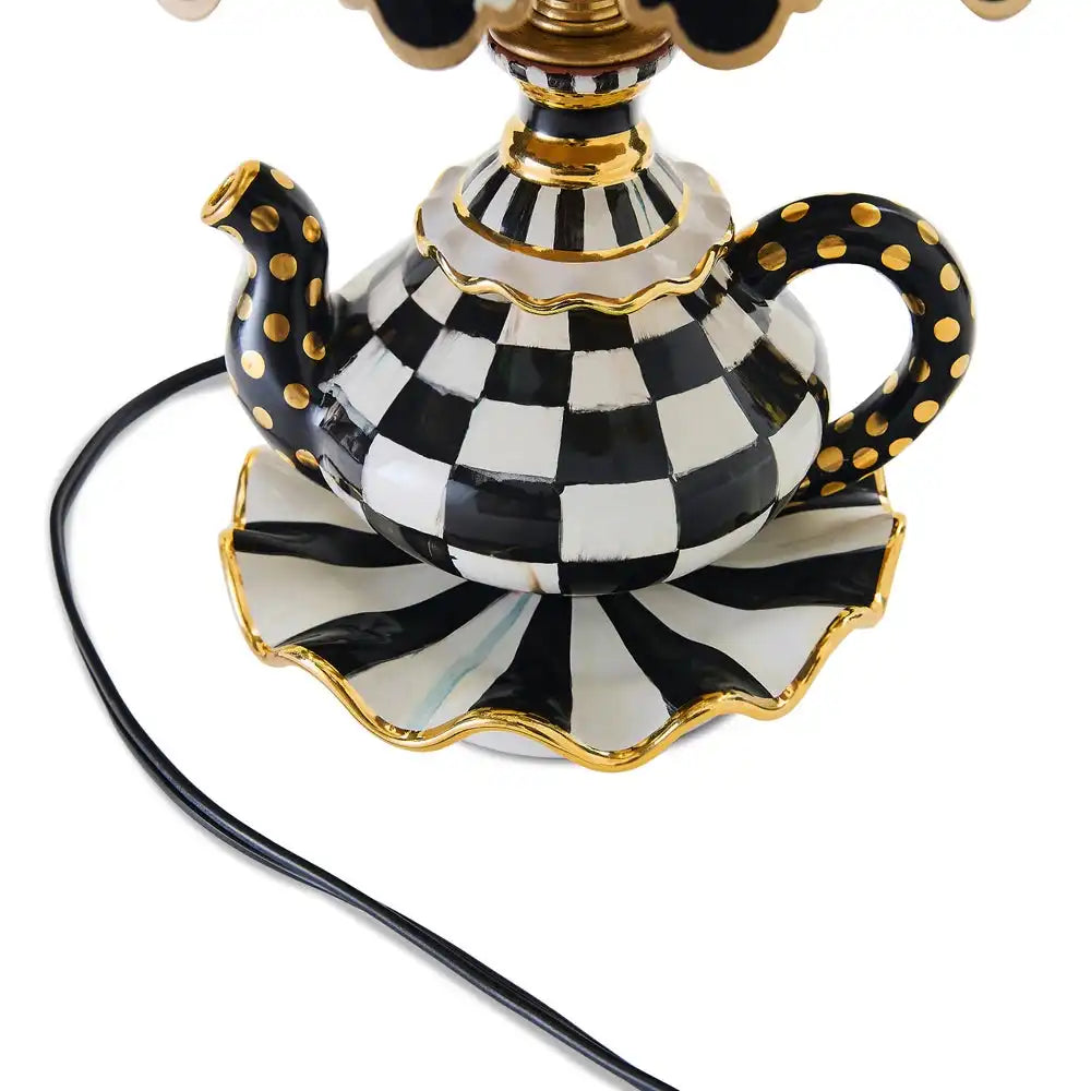 Rosy Check Ceramic Teapot Table Lamp