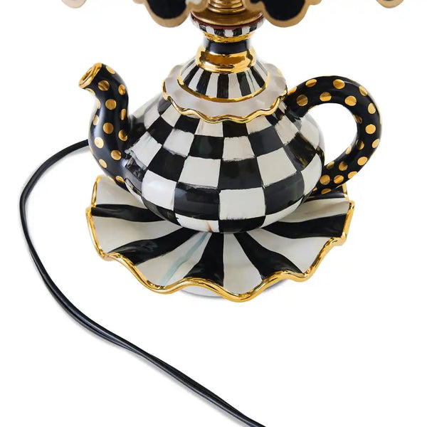 Rosy Check Ceramic Teapot Table Lamp