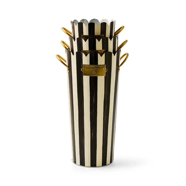 Mocha Stripe Flower Buckets, Set of 3