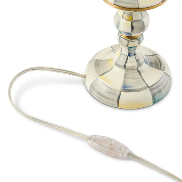 Emerald Check Candlestick Lamp