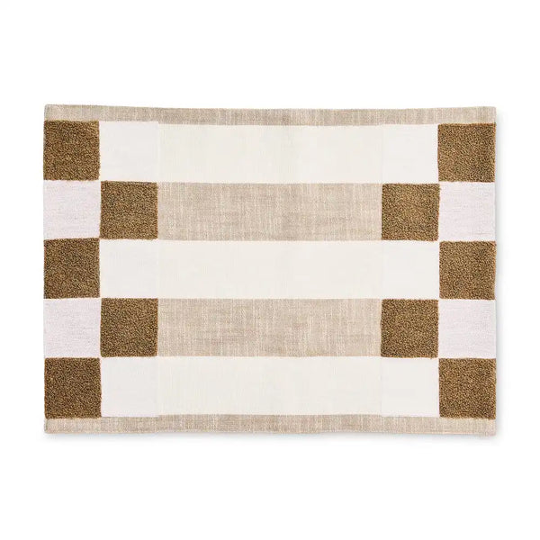 Flax Checks and Stripes Placemats, Set of 4