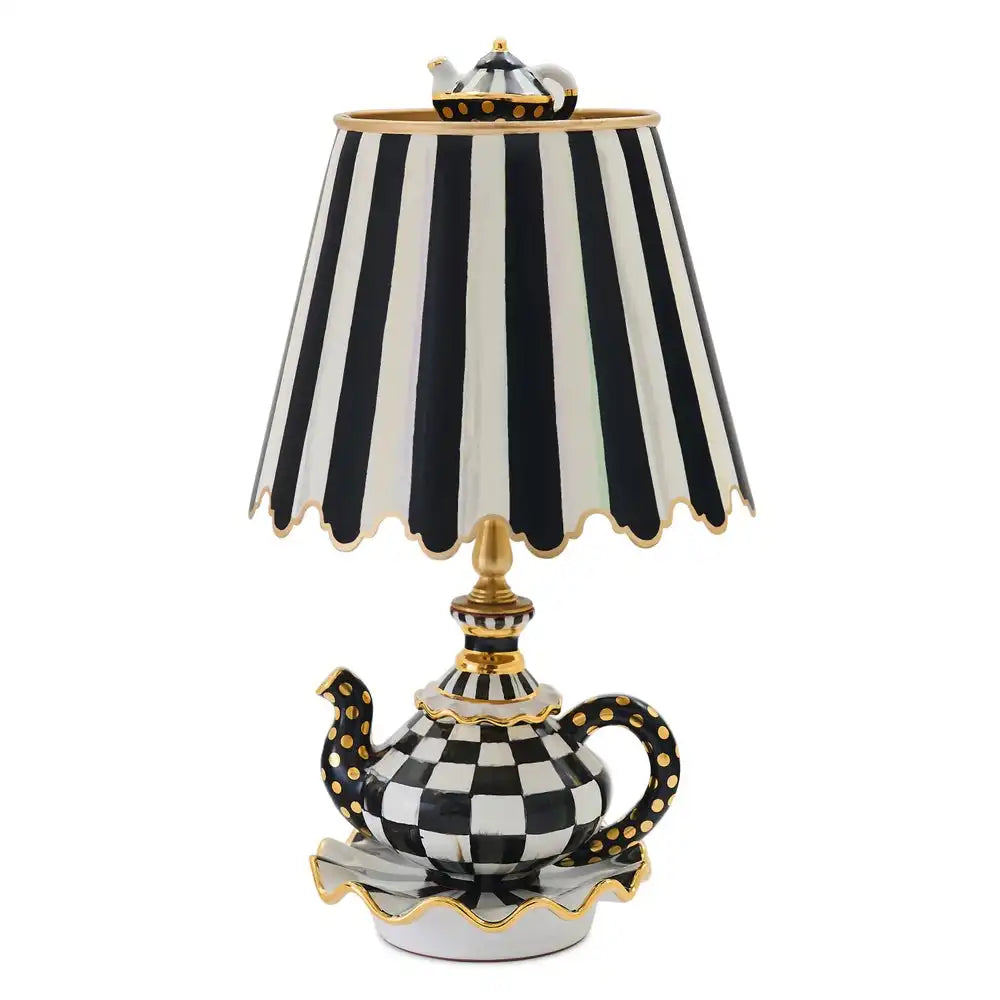 Rosy Check Ceramic Teapot Table Lamp