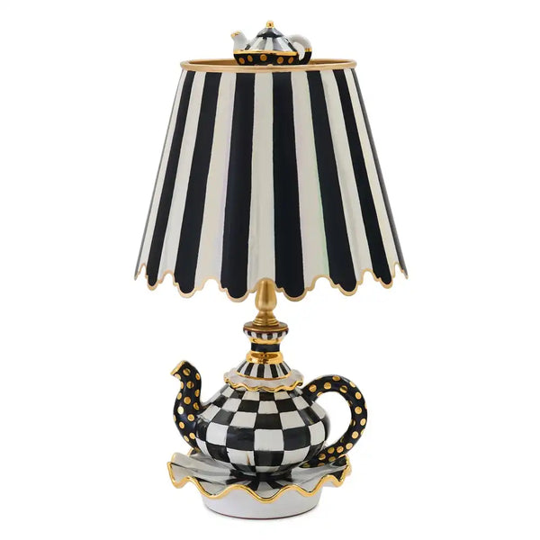 Rosy Check Ceramic Teapot Table Lamp