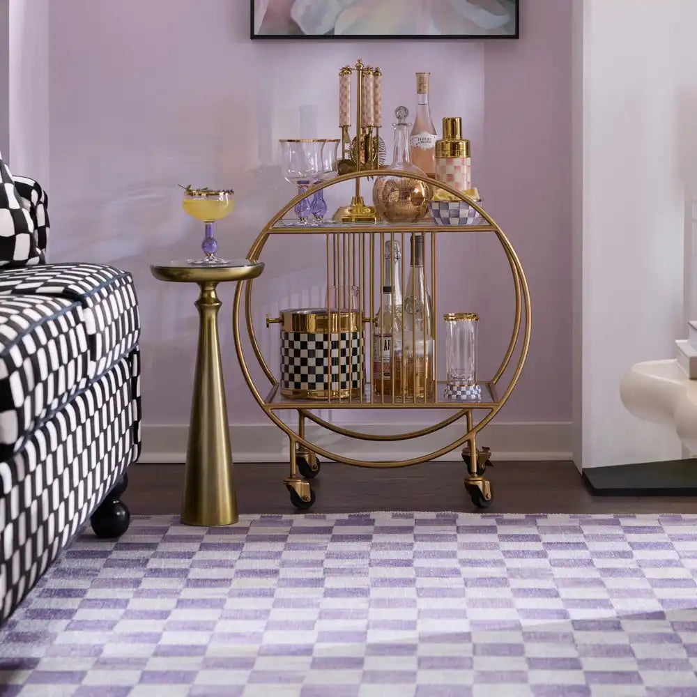 Violet Checkered 2' x 3' Washable Rug