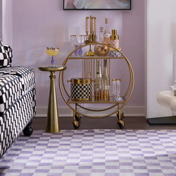 Violet Checkered 2' x 3' Washable Rug