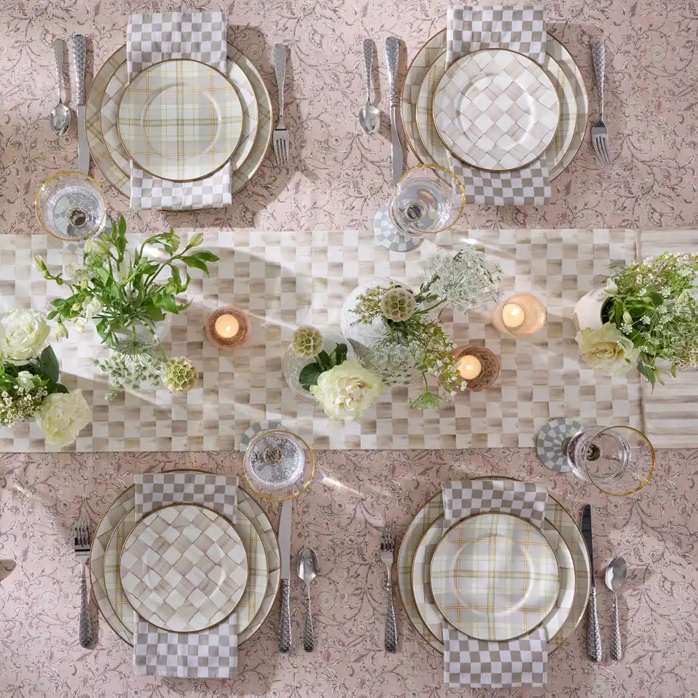 Mocha Check Dinner Plate