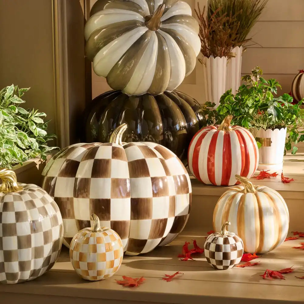 Mocha Check Mini Pumpkin
