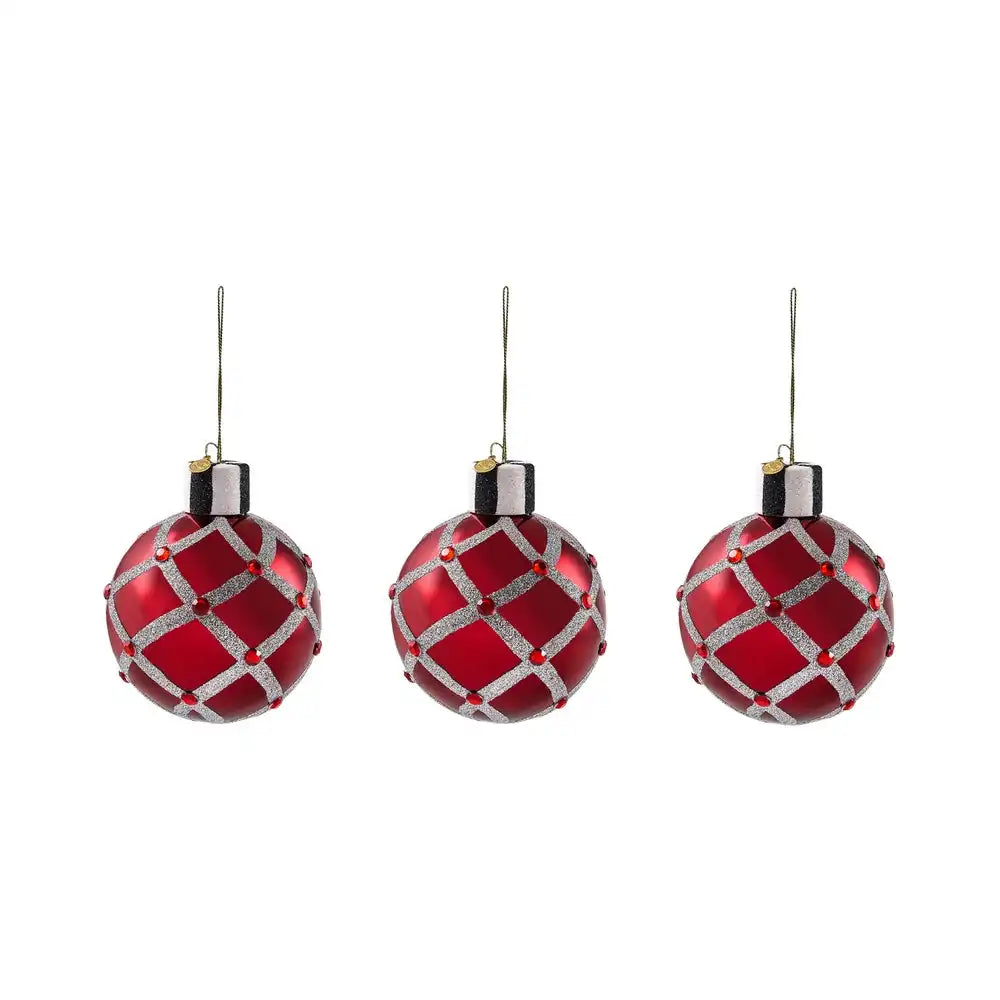 Ruby Red Glass Ball Ornaments, Set of 6