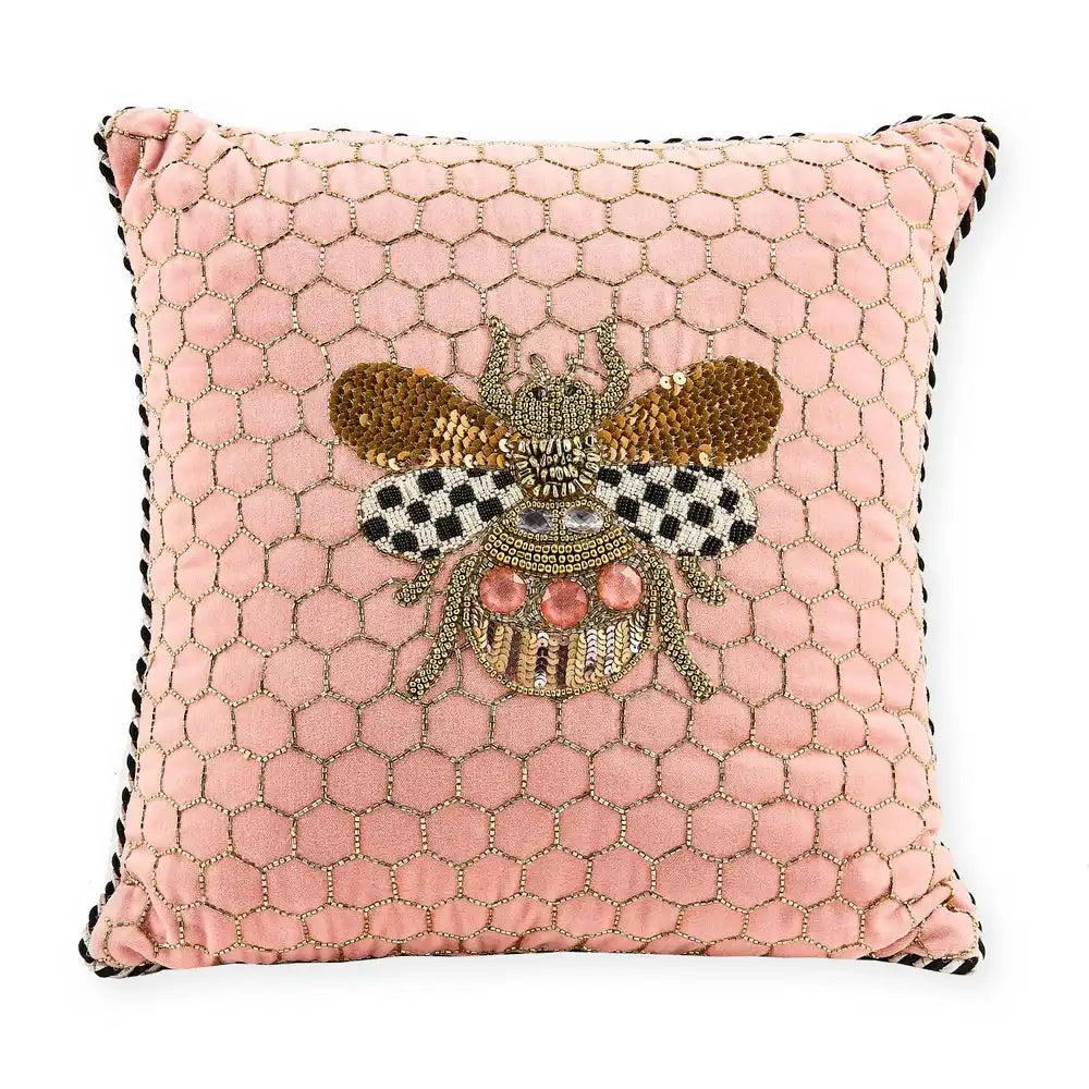Queen Bee Pink Throw Pillow