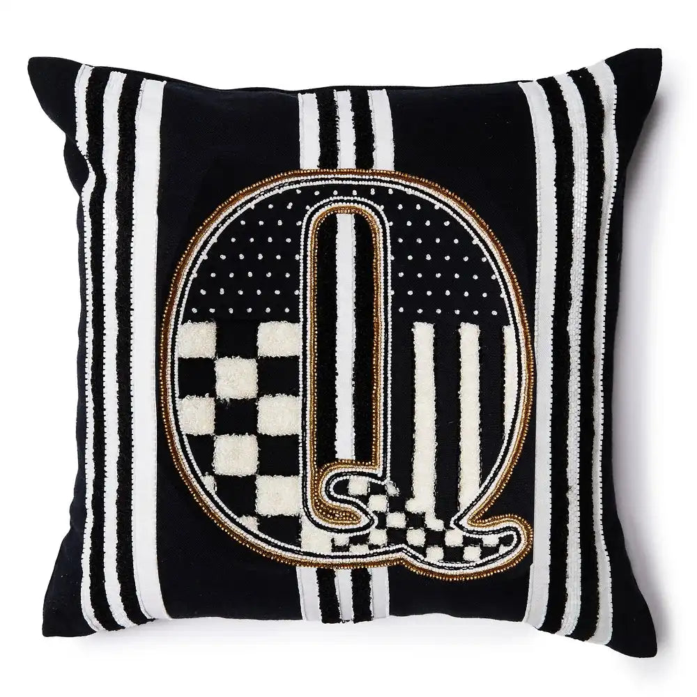 Monogram "Q" Beaded Throw Pillow Main image