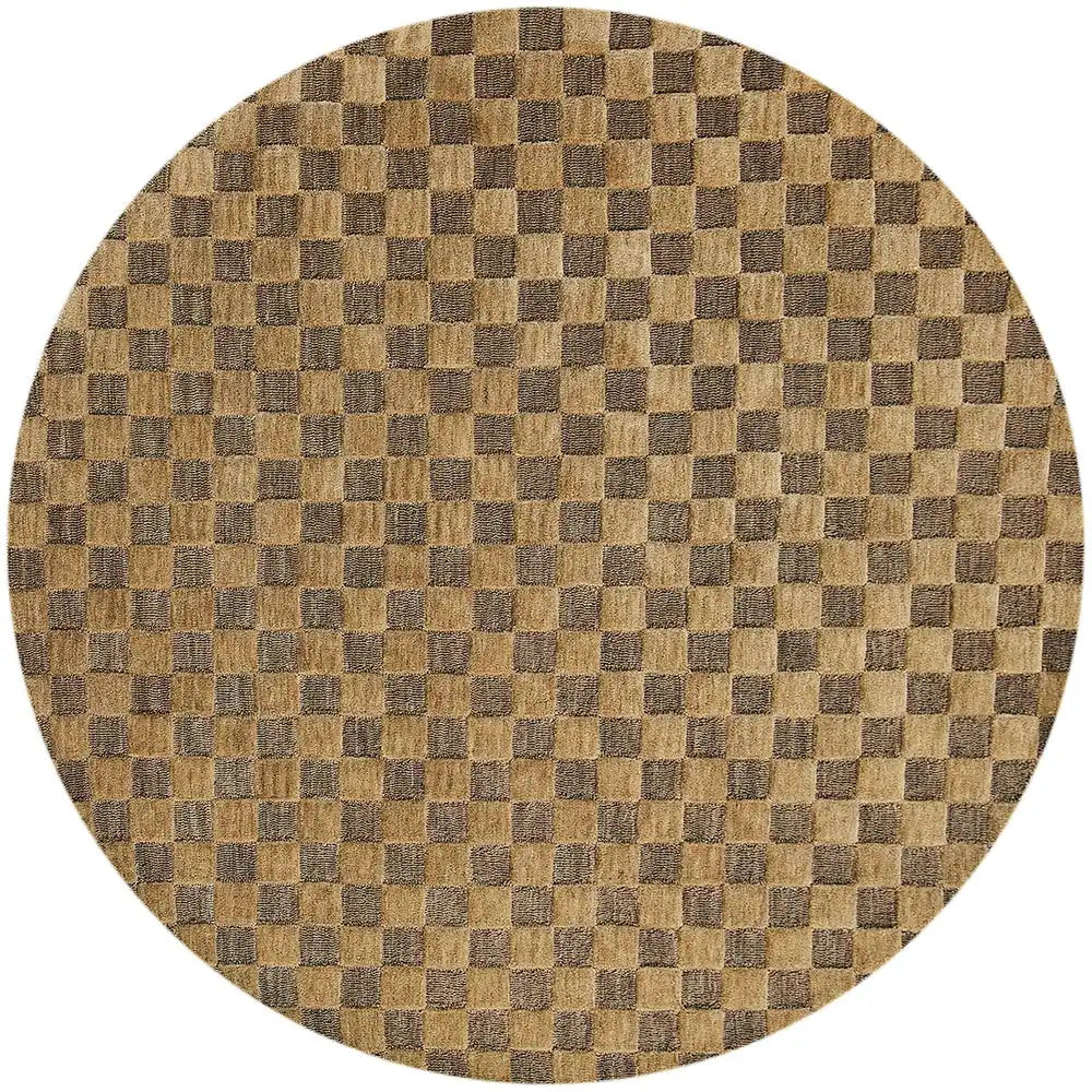 Cocoa Checkerboard 6' Round Rug
