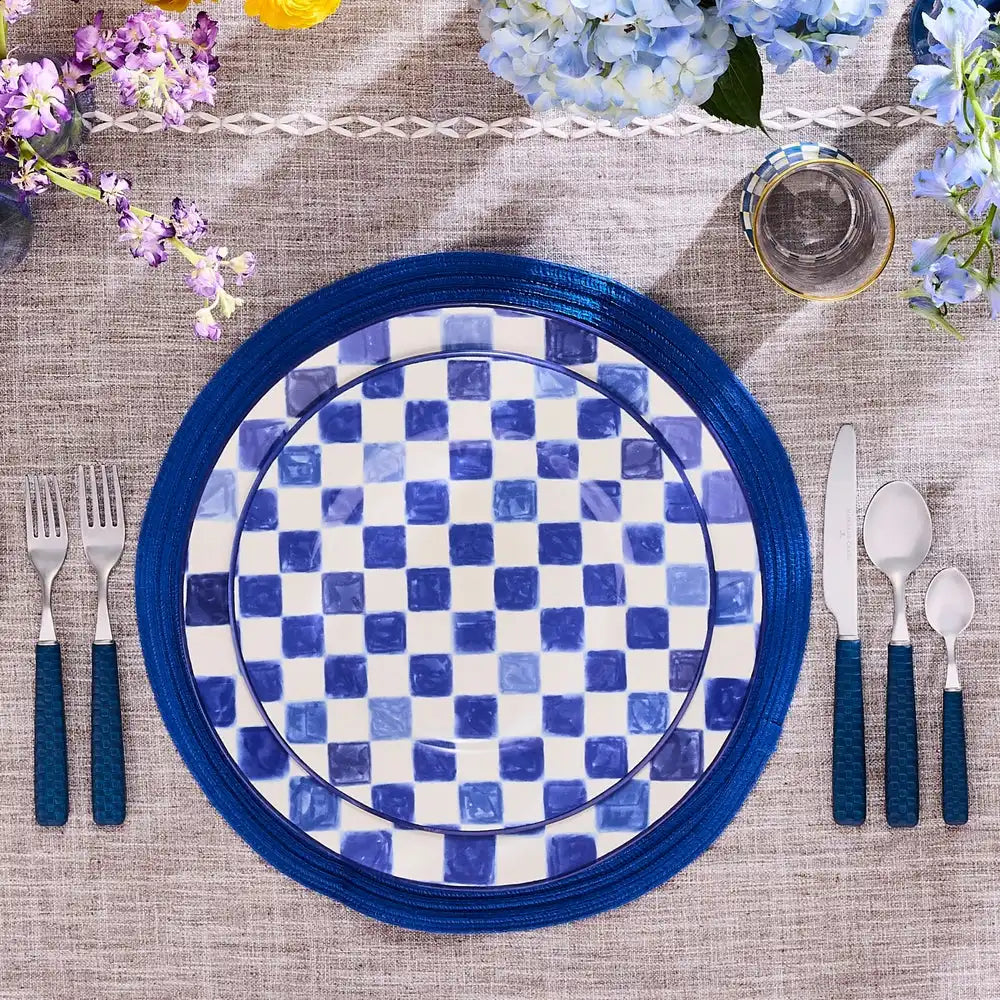 Pink Check Round Platter