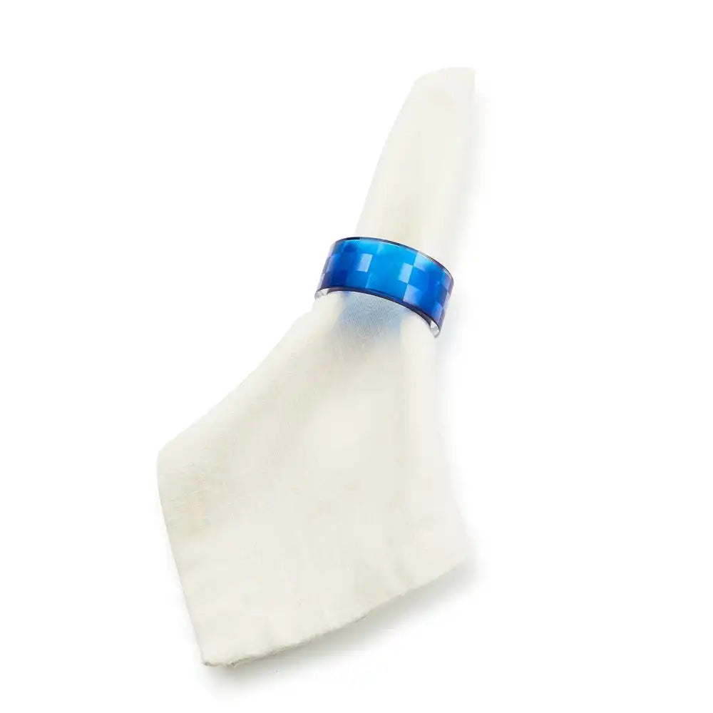 Indigo Check Napkin Rings, Set of 4 Secondary image