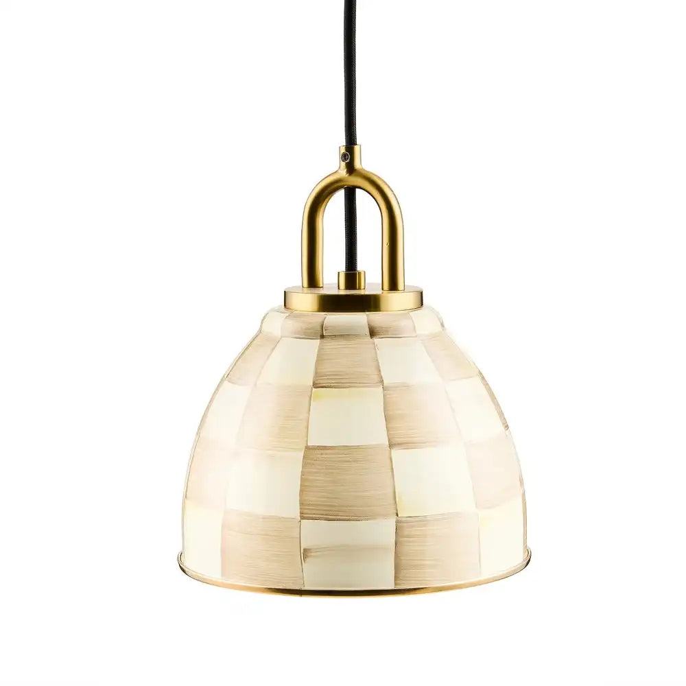 Mocha Check 8" Dome Pendant Lamp Main image