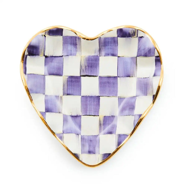 Mocha Check Ceramic Heart Plate