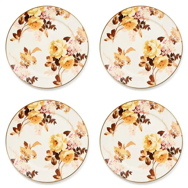 Wild Rose White Dinner Plate, Set of 4