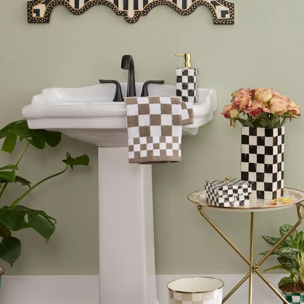 Black Check Hand Towel