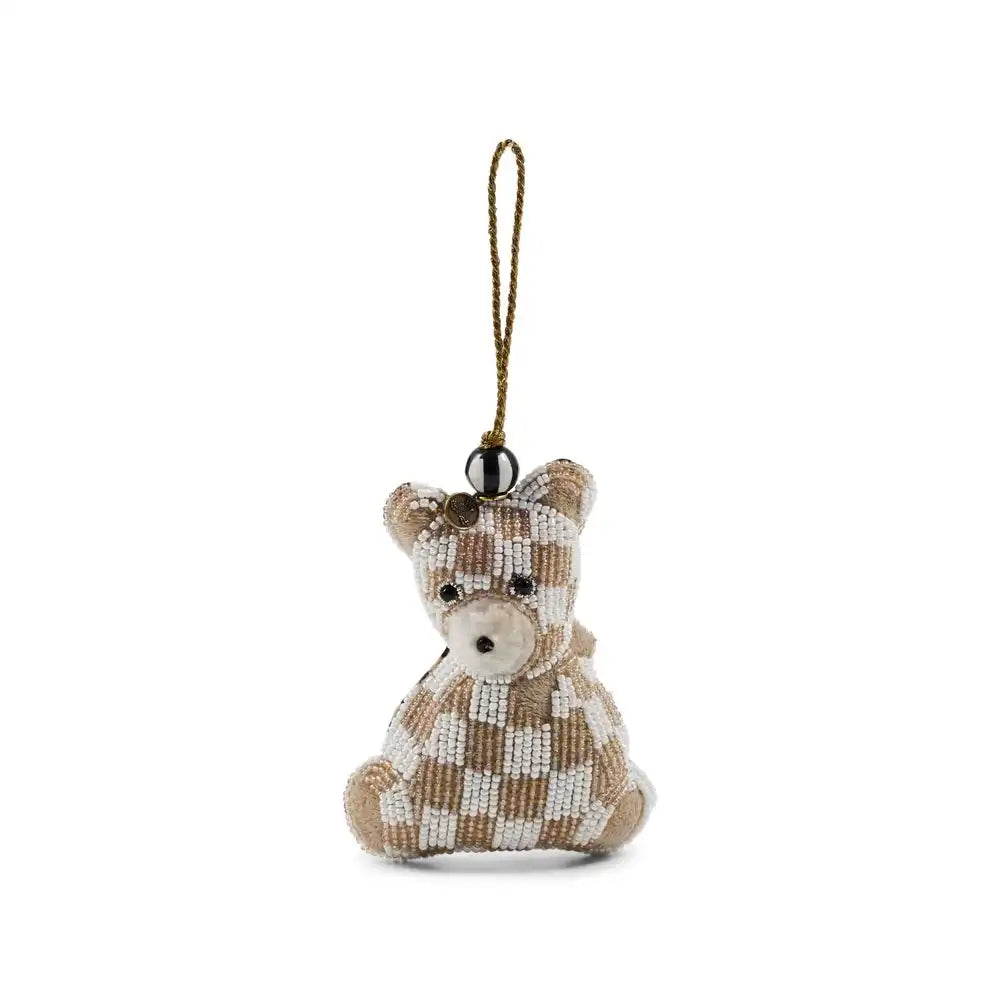 Courtly Check Bear Beaded Ornament