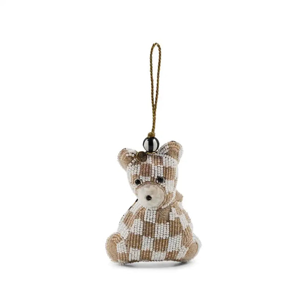 Courtly Check Bear Beaded Ornament