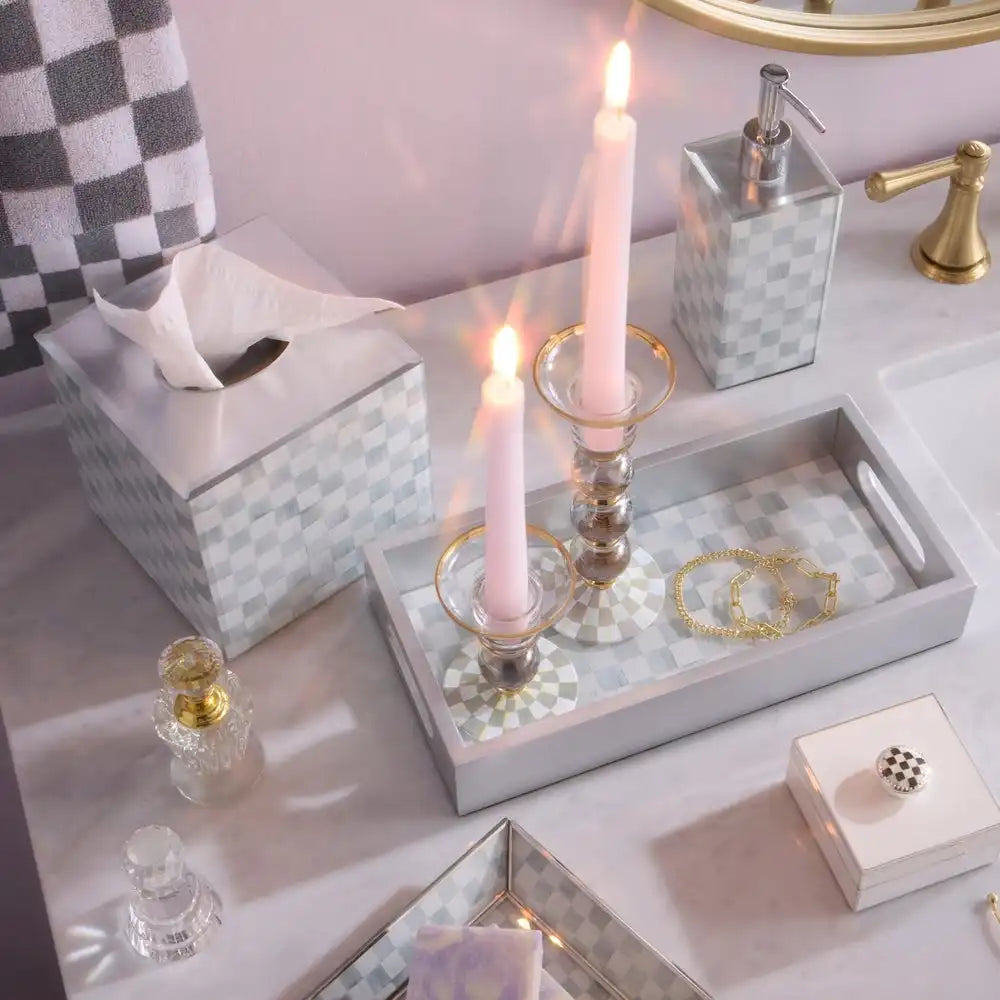 Courtly Check Large Glass Candlestick