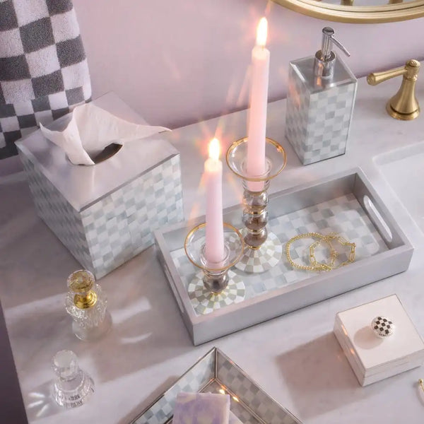 Courtly Check Large Glass Candlestick