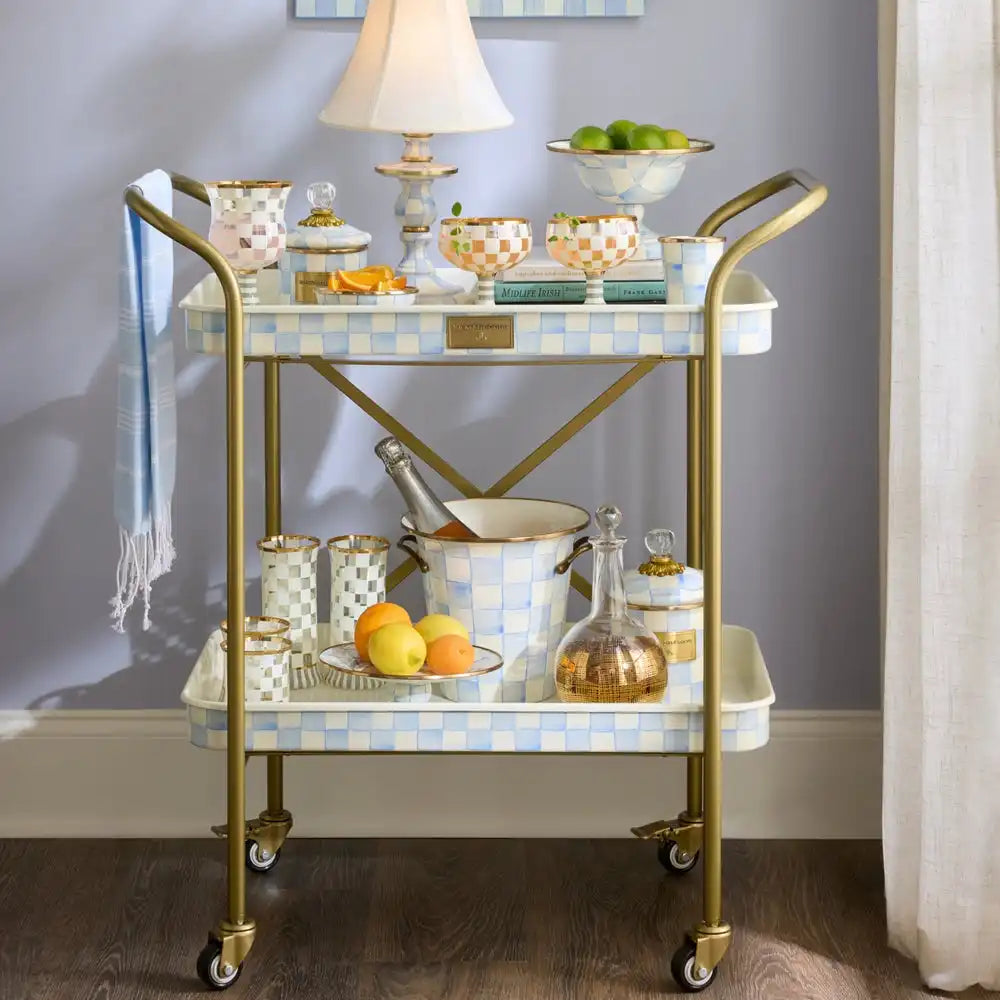 Mocha Check 3-Tier Kitchen Cart