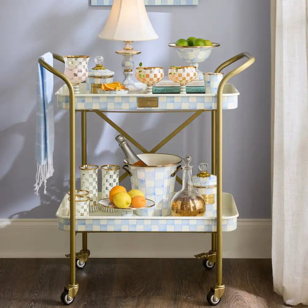 Mocha Check 3-Tier Kitchen Cart