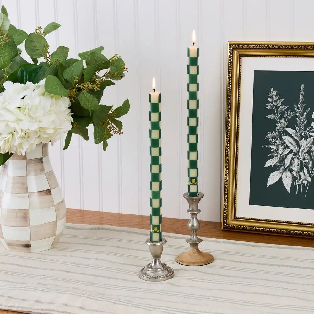 Emerald Check Dinner Candles, Set of 2 Secondary image