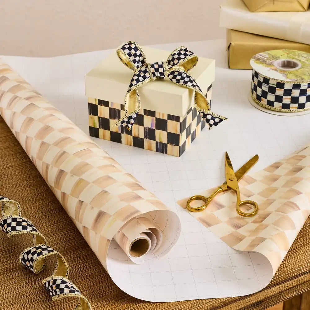Courtly Check Gift Wrap, Set of 2
