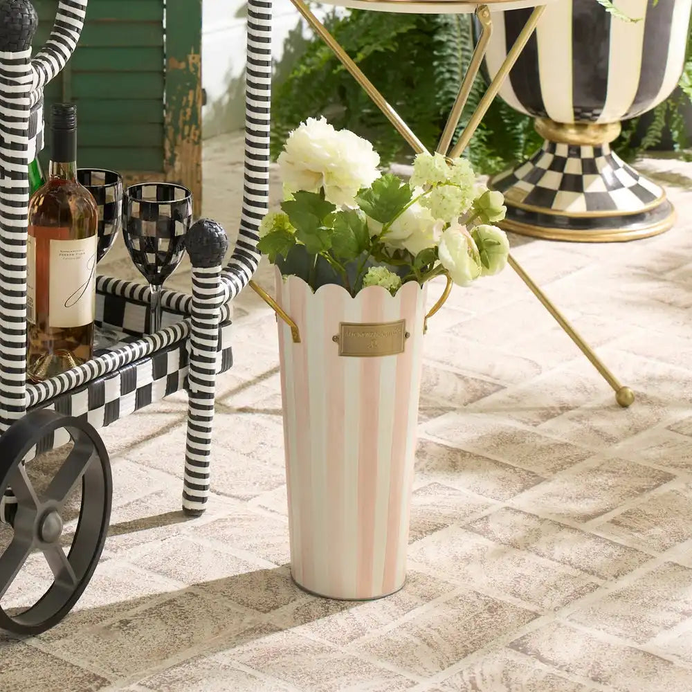 Mocha Stripe Flower Buckets, Set of 3