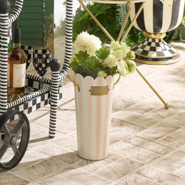 Mocha Stripe Flower Buckets, Set of 3