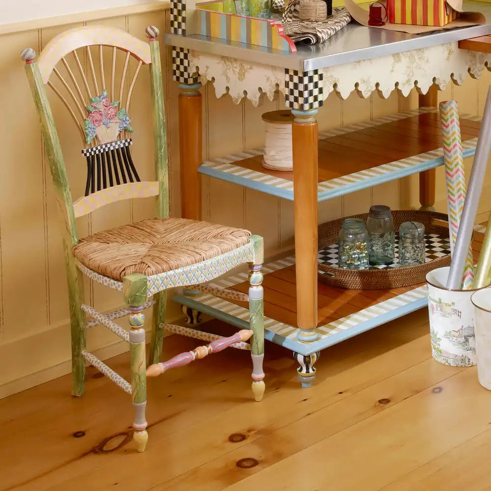 Sterling Check Flower Basket Side Chair