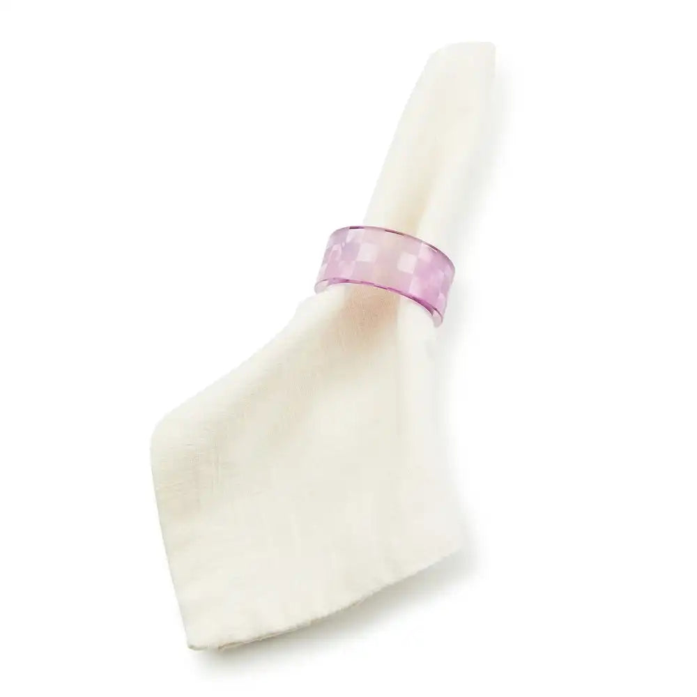 Indigo Check Napkin Rings, Set of 4