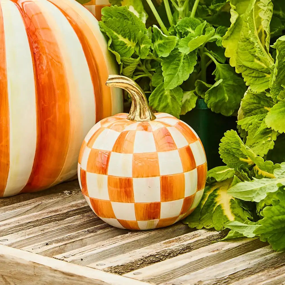 Mocha Check Mini Pumpkin