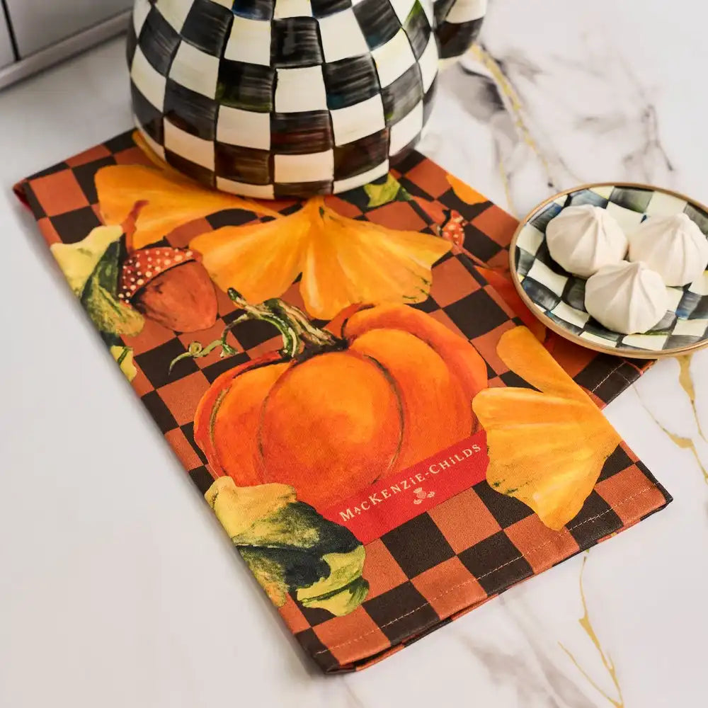 Checked Pumpkin Harvest Printed Dish Towel Secondary image