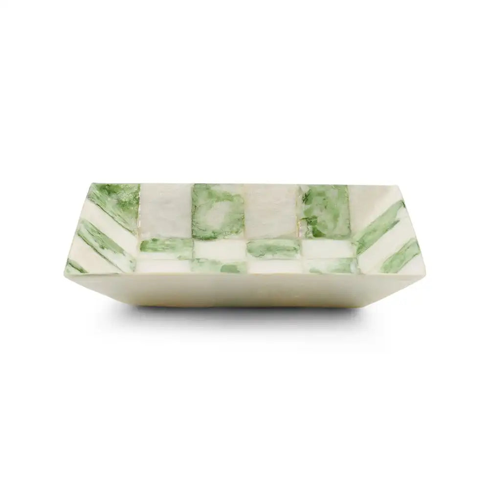 Sage Check Capiz Boutique Tissue Box Cover