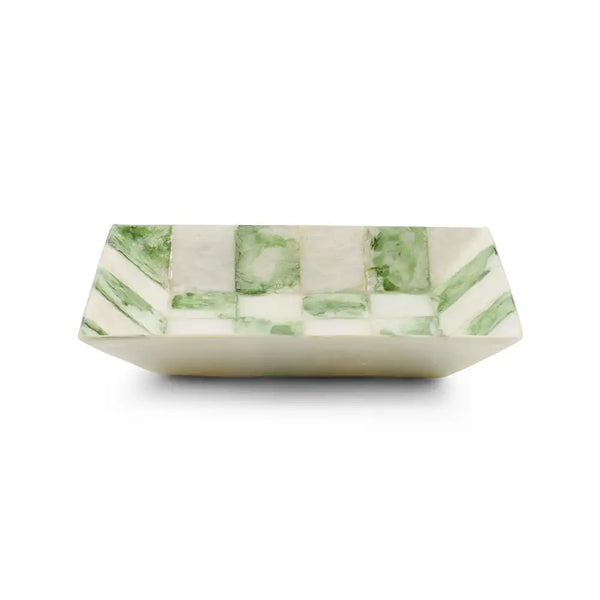 Sage Check Capiz Boutique Tissue Box Cover