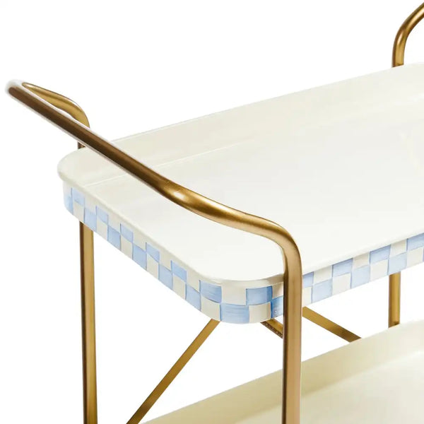 Mocha Check 3-Tier Kitchen Cart