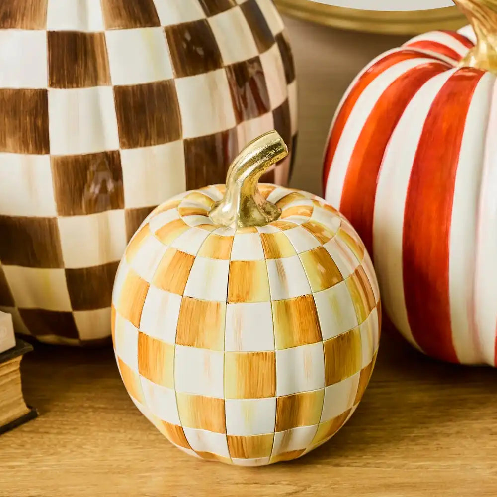 Mocha Check Mini Pumpkin